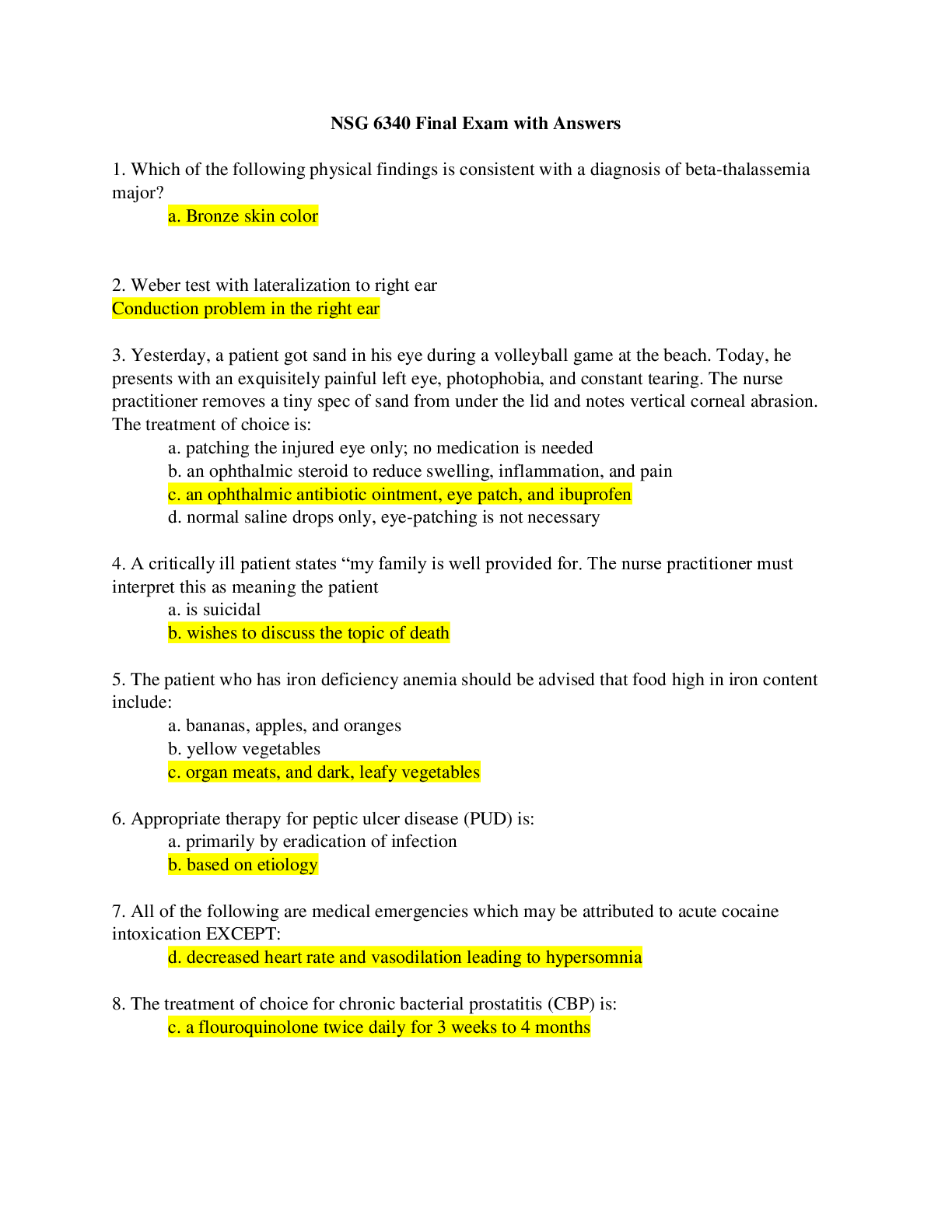 Preview image for NSG 6340 Final Exam with Answers